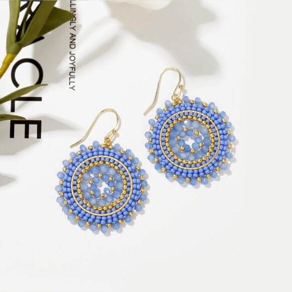 Colorful Handmade Glass Bead Dangle Earrings - Chic Bohemian Statement Jewelry - Picture 5 of 6